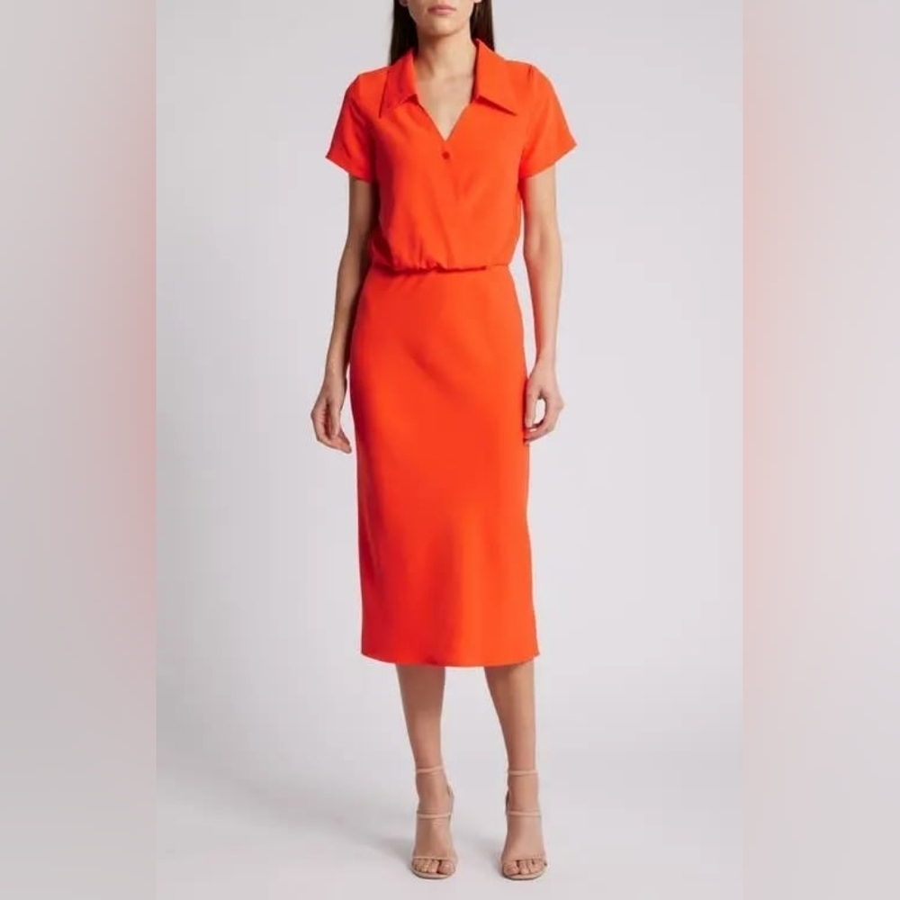 Nwot Amanda Uprichard Reya Satin Shirtdress‎ Vibrant Orange Women's XS - Picture 10 of 11